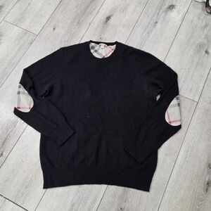 Burberry Black Sweater with Plaid Details